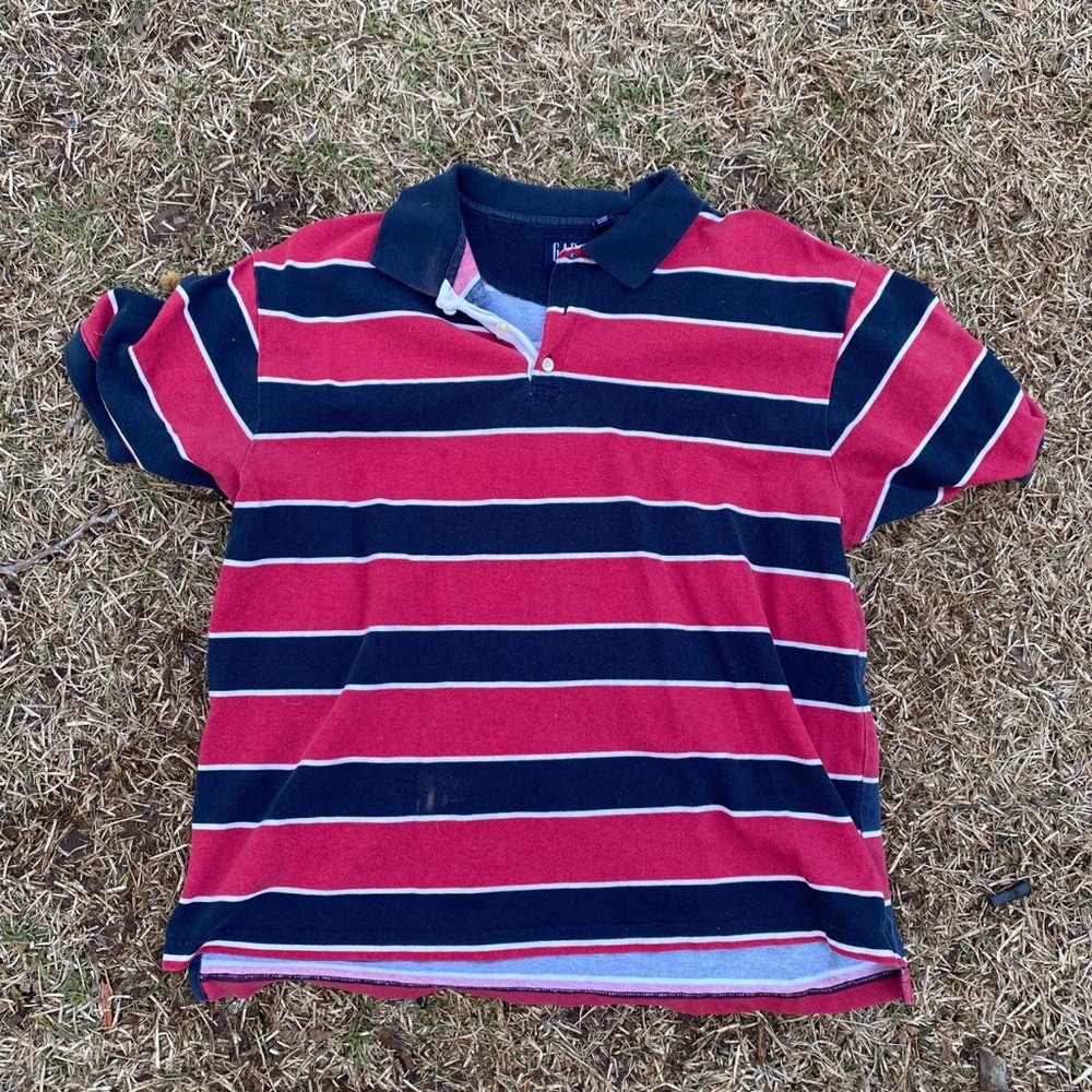 Classic Red and Blue Striped Polo Shirt